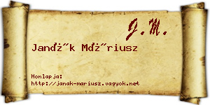 Janák Máriusz névjegykártya